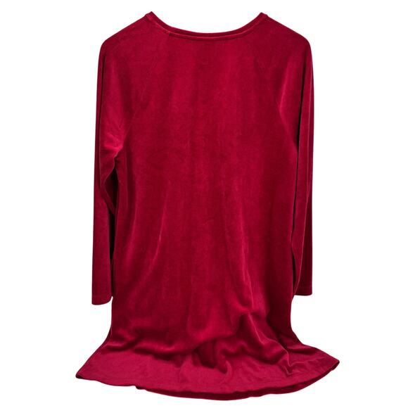 J Jill Velvet Dress Womens Large Red Pure Jill Pullover Tunic + Pockets Comfy - Picture 5 of 9